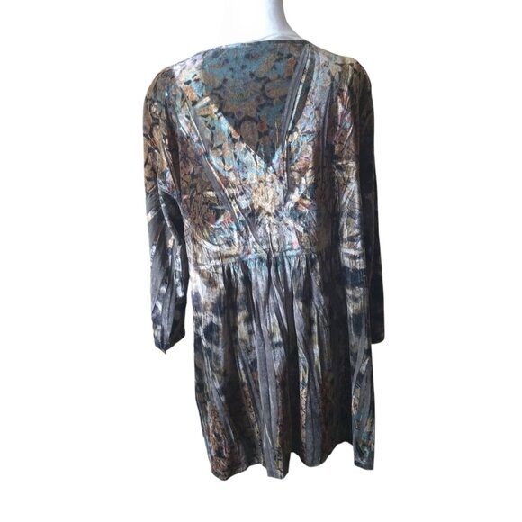 Apt. 9 Women's 2X Brown Velvet Babydoll Beaded Boho Fairy V-Neck Witchy Tunic - Picture 4 of 8